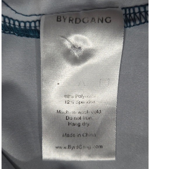 BYRDGANG Men's Polo Shirt Teal Blue Geometric Print Short Sleeve Golf Size 2XL - Picture 8 of 8